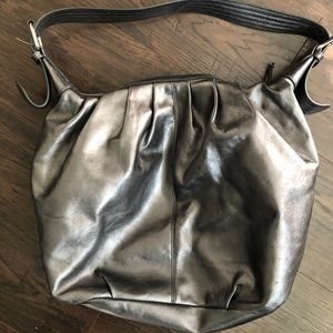 Calvin Klein silver metallic hobo bag